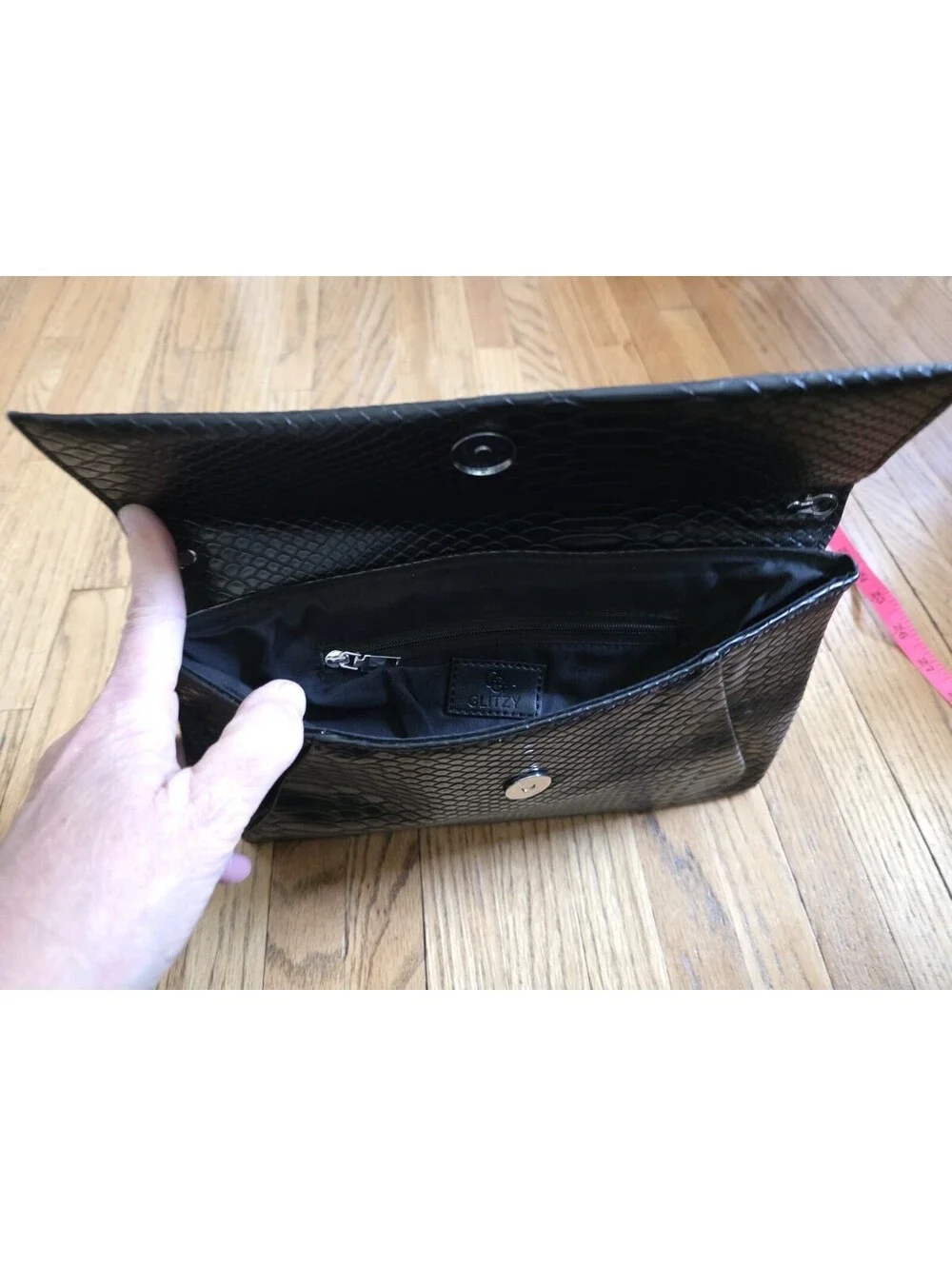 Simple Black Clutch - Glitzy Girlz